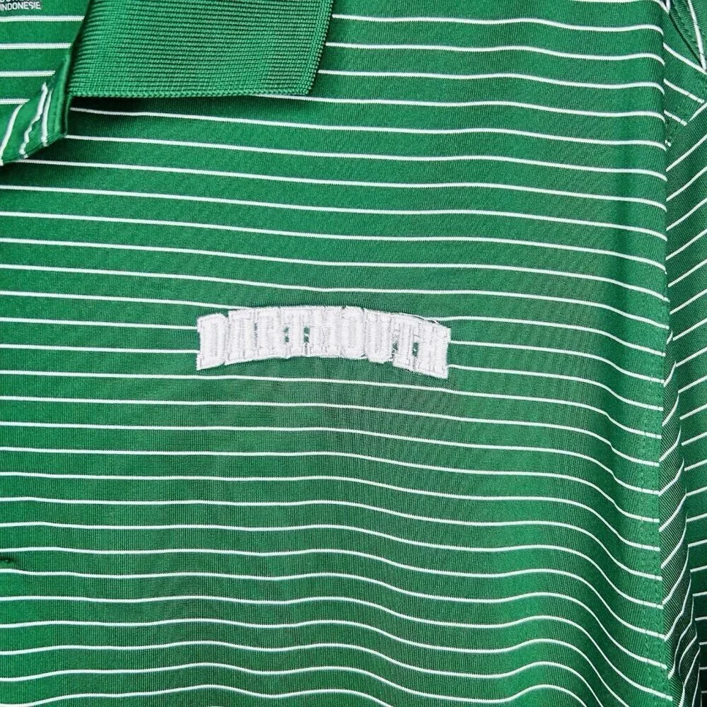 Nike Dartmouth Polo Men's Sz L Green White Striped Embroidered Short Sleeve